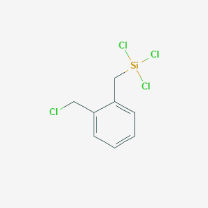 molecular formula C8H8Cl4Si B14683598 Trichloro{[2-(chloromethyl)phenyl]methyl}silane CAS No. 36147-65-6