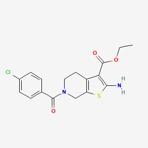 molecular formula C17H17ClN2O3S B14683647 Thieno(2,3-c)pyridine-3-carboxylic acid, 4,5,6,7-tetrahydro-2-amino-6-(p-chlorobenzoyl)-, ethyl ester CAS No. 24237-56-7