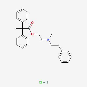 molecular formula C26H30ClNO2 B14683663 Propionic acid, 2,2-diphenyl-, 2-(methylphenethylamino)ethyl ester, hydrochloride CAS No. 27722-07-2