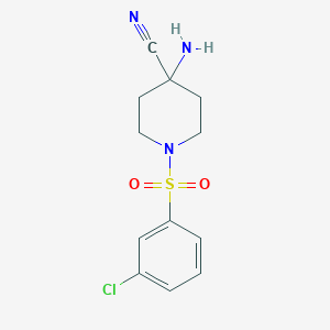 molecular formula C12H14ClN3O2S B1468367 4-Amino-1-(3-chloro-benzenesulfonyl)-piperidine-4-carbonitrile CAS No. 1253923-88-4