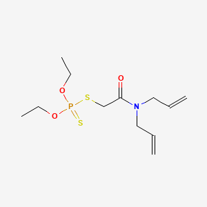 molecular formula C12H22NO3PS2 B14683733 Phosphorodithioic acid, S-(2-(di-2-propenylamino)-2-oxoethyl) O,O-diethyl ester CAS No. 35461-10-0