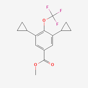 molecular formula C15H15F3O3 B1468375 Methyl 3,5-dicyclopropyl-4-(trifluoromethoxy)benzoate CAS No. 1350760-71-2