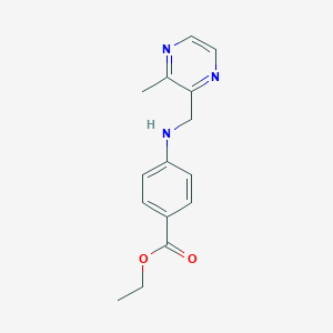 molecular formula C15H17N3O2 B14683759 Ethyl 4-[(3-methylpyrazin-2-yl)methylamino]benzoate CAS No. 25513-95-5