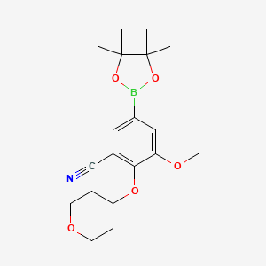 3-methoxy-2-((tetrahydro-2H-pyran-4-yl)oxy)-5-(4,4,5,5-tetramethyl-1,3,2-dioxaborolan-2-yl)benzonitrile