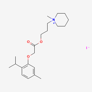 molecular formula C21H34INO3 B14683889 Piperidinium, 1-(3-hydroxypropyl)-1-methyl-, iodide, (thymyloxy)acetate CAS No. 31339-07-8
