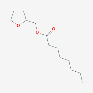 molecular formula C13H24O3 B14684146 Octanoic acid, (tetrahydro-2-furanyl)methyl ester CAS No. 33601-75-1