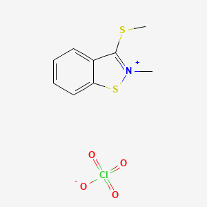 molecular formula C9H10ClNO4S2 B14684524 2-Methyl-3-(methylsulfanyl)-1,2-benzothiazol-2-ium perchlorate CAS No. 36525-12-9