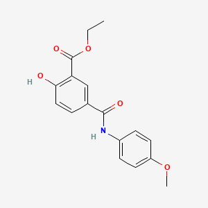 molecular formula C17H17NO5 B14684572 Benzoic acid, 2-hydroxy-5-(((4-methoxyphenyl)amino)carbonyl)-, ethyl ester CAS No. 28092-08-2