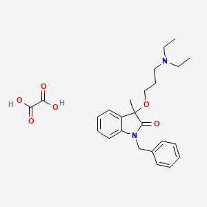 molecular formula C25H32N2O6 B14684615 2-Indolinone, 1-benzyl-3-(3-(diethylamino)propoxy)-3-methyl-, oxalate CAS No. 34944-02-0
