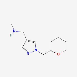 molecular formula C11H19N3O B1468483 methyl({1-[(oxan-2-yl)methyl]-1H-pyrazol-4-yl}methyl)amine CAS No. 1341411-81-1
