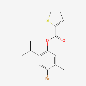 molecular formula C15H15BrO2S B14684881 4-Bromo-5-methyl-2-(1-methylethyl)phenyl 2-thiophenecarboxylate CAS No. 36050-29-0