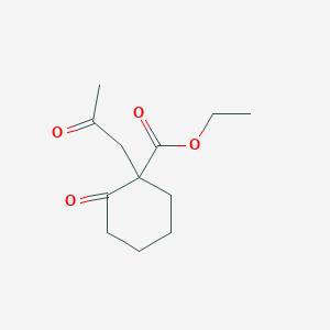 molecular formula C12H18O4 B14684947 Ethyl 2-oxo-1-(2-oxopropyl)cyclohexane-1-carboxylate CAS No. 24731-07-5