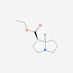 molecular formula C10H17NO2 B14685100 ethyl (1R,8R)-2,3,5,6,7,8-hexahydro-1H-pyrrolizine-1-carboxylate CAS No. 34951-60-5