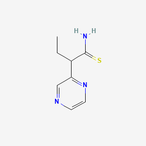 molecular formula C8H11N3S B14685122 Butyramide, 2-(2-pyrazinyl)thio- CAS No. 32081-46-2