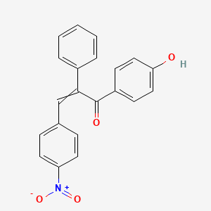 molecular formula C21H15NO4 B14685149 1-(4-Hydroxyphenyl)-3-(4-nitrophenyl)-2-phenylprop-2-en-1-one CAS No. 24845-09-8