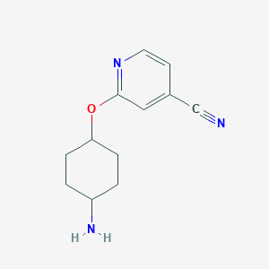 molecular formula C12H15N3O B1468523 2-[(4-Aminocyclohexyl)oxy]isonicotinonitrile CAS No. 1602627-12-2