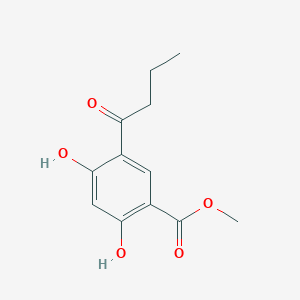 molecular formula C12H14O5 B14685332 Methyl 5-butanoyl-2,4-dihydroxybenzoate CAS No. 34239-91-3