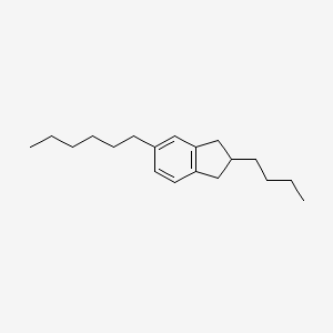 molecular formula C19H30 B14686038 Indan, 2-butyl-5-hexyl- CAS No. 25446-32-6
