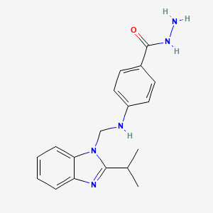 molecular formula C18H21N5O B14686282 Benzoic acid, 4-(((2-(1-methylethyl)-1H-benzimidazol-1-yl)methyl)amino)-, hydrazide CAS No. 36841-35-7