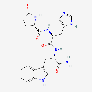 molecular formula C22H25N7O4 B14686511 L-Tryptophanamide, 5-oxo-L-prolyl-L-histidyl- CAS No. 33217-51-5