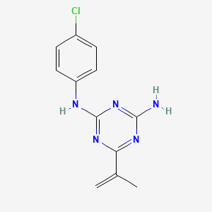 molecular formula C12H12ClN5 B14686555 N~2~-(4-Chlorophenyl)-6-(prop-1-en-2-yl)-1,3,5-triazine-2,4-diamine CAS No. 33974-13-9