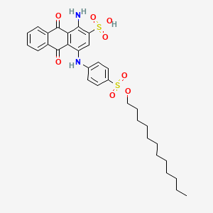 molecular formula C32H38N2O8S2 B14686672 1-Amino-4-(4-dodecylsulphoanilino)-9,10-dihydro-9,10-dioxoanthracene-2-sulphonic acid CAS No. 25158-37-6