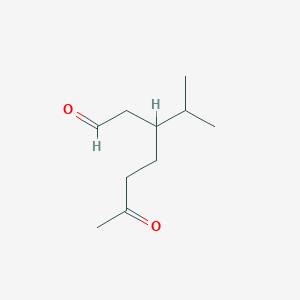 molecular formula C10H18O2 B14686680 6-Oxo-3-(propan-2-yl)heptanal CAS No. 26238-82-4