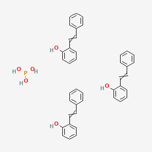 molecular formula C42H39O6P B14686840 2-(2-Phenylethenyl)phenol;phosphorous acid CAS No. 35528-16-6