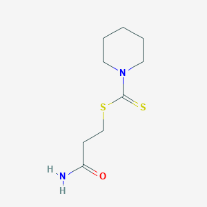 molecular formula C9H16N2OS2 B14687029 1-Piperidinecarbodithioic acid, 3-amino-3-oxopropyl ester CAS No. 33064-59-4