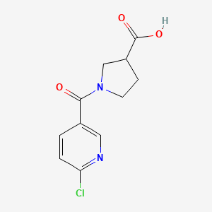 molecular formula C11H11ClN2O3 B1468732 1-(6-Chloropyridine-3-carbonyl)pyrrolidine-3-carboxylic acid CAS No. 1468973-06-9