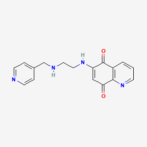 molecular formula C17H16N4O2 B14687375 5,8-Quinolinedione, 6-(2-(4-pyridylmethylamino)ethyl)amino- CAS No. 35976-64-8