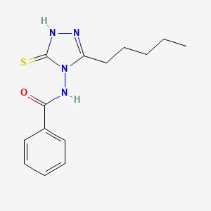 molecular formula C14H18N4OS B14687595 Benzamide, N-(1,5-dihydro-3-pentyl-5-thioxo-4H-1,2,4-triazol-4-yl)- CAS No. 32444-84-1