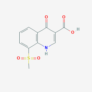 molecular formula C11H9NO5S B146888 3-Quinolinecarboxylic acid, 1,4-dihydro-8-(methylsulfonyl)-4-oxo- CAS No. 132664-52-9