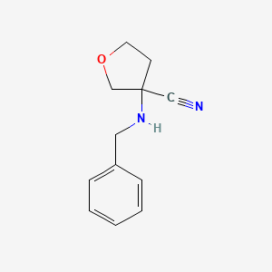 molecular formula C12H14N2O B1468920 3-(Benzylamino)oxolane-3-carbonitrile CAS No. 1254809-47-6