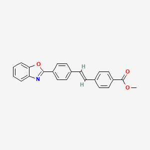 molecular formula C23H17NO3 B14689331 Benzoic acid, 4-(2-(4-(2-benzoxazolyl)phenyl)ethenyl)-, methyl ester CAS No. 34180-85-3