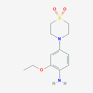 molecular formula C12H18N2O3S B1468994 4-(4-Amino-3-ethoxyphenyl)-1lambda6-thiomorpholine-1,1-dione CAS No. 1408222-47-8