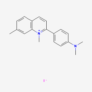 molecular formula C19H21IN2 B14690180 1,7-Dimethyl-2-(p-(dimethylamino)phenyl)quinolinium iodide CAS No. 25413-41-6