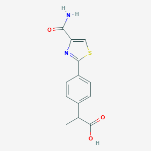 molecular formula C13H12N2O3S B146904 alpha-Methyl-4-(4-carbamoyl-2-thiazolyl)benzeneacetic acid CAS No. 132483-50-2