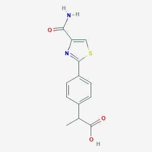 B146904 2-[4-(4-Carbamoylthiazol-2-yl)phenyl]propanoic acid CAS No. 132483-50-2