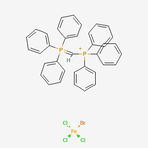 molecular formula C37H31BrCl3FeP2+ B14690679 Bromo-trichloro-iron; triphenyl-(triphenylphosphoranylidenemethyl)phosphanium CAS No. 24261-38-9