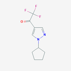 molecular formula C10H11F3N2O B1469094 1-(1-cyclopentyl-1H-pyrazol-4-yl)-2,2,2-trifluoroethan-1-one CAS No. 1340509-39-8