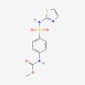 molecular formula C11H11N3O4S2 B14691181 Carbamic acid, [4-[(2-thiazolylamino)sulfonyl]phenyl]-, methyl ester CAS No. 33119-99-2