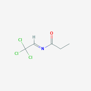 molecular formula C5H6Cl3NO B14691254 N-[(1E)-2,2,2-Trichloroethylidene]propanamide CAS No. 28792-82-7