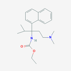 molecular formula C21H30N2O2 B14691280 Ethyl [1-(dimethylamino)-4-methyl-3-(naphthalen-1-yl)pentan-3-yl]carbamate CAS No. 29527-46-6