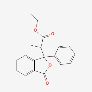 molecular formula C19H18O4 B14691323 Ethyl 2-(3-oxo-1-phenyl-1,3-dihydro-2-benzofuran-1-yl)propanoate CAS No. 30715-59-4