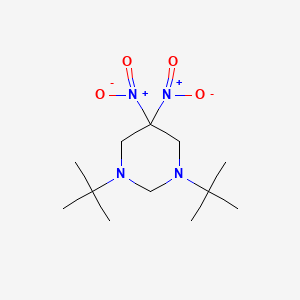 molecular formula C12H24N4O4 B14691381 Pyrimidine, 1,3-bis(1,1-dimethylethyl)hexahydro-5,5-dinitro- CAS No. 34924-01-1