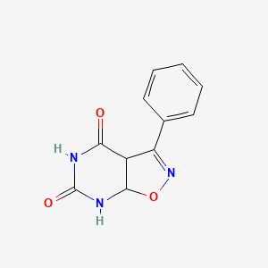 molecular formula C11H9N3O3 B14691468 3-Phenyl-7,7a-dihydro[1,2]oxazolo[5,4-d]pyrimidine-4,6(3ah,5h)-dione CAS No. 35053-72-6