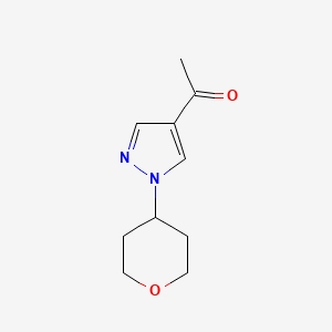 molecular formula C10H14N2O2 B1469154 1-(1-(tetrahydro-2H-pyran-4-yl)-1H-pyrazol-4-yl)ethan-1-one CAS No. 1343162-07-1