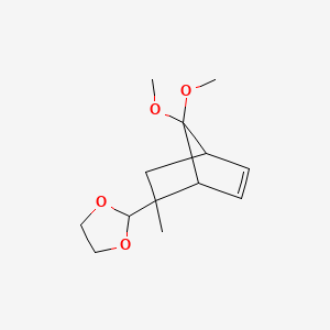 molecular formula C13H20O4 B14691703 5-(1,3-Dioxolan-2-yl)-5-methyl-2-norbornen-7-one dimethyl acetal CAS No. 31969-68-3