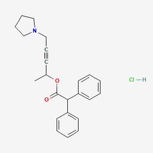 molecular formula C23H26ClNO2 B14691812 1-Methyl-4-(1-pyrrolidinyl)-2-butynyl diphenylacetate hydrochloride CAS No. 24642-46-4